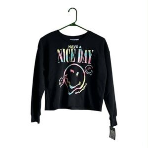 Smiley World Girls Size L 10 12 Black Graphic Sweatshirt